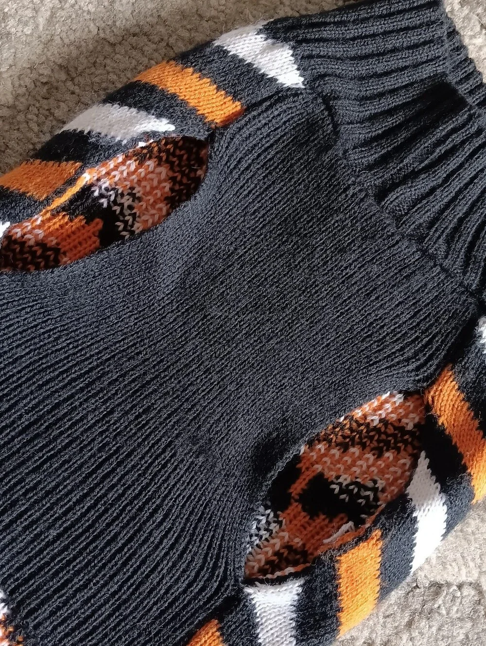 🖤🧡 SimplyDog Halloween Pumpkin Dog Pets Sweater Chevron Medium Black Orange